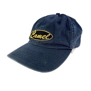 Vintage Camel Joe Cool Logo Cigarettes Denim Strapback Buckle Hat Navy Blue